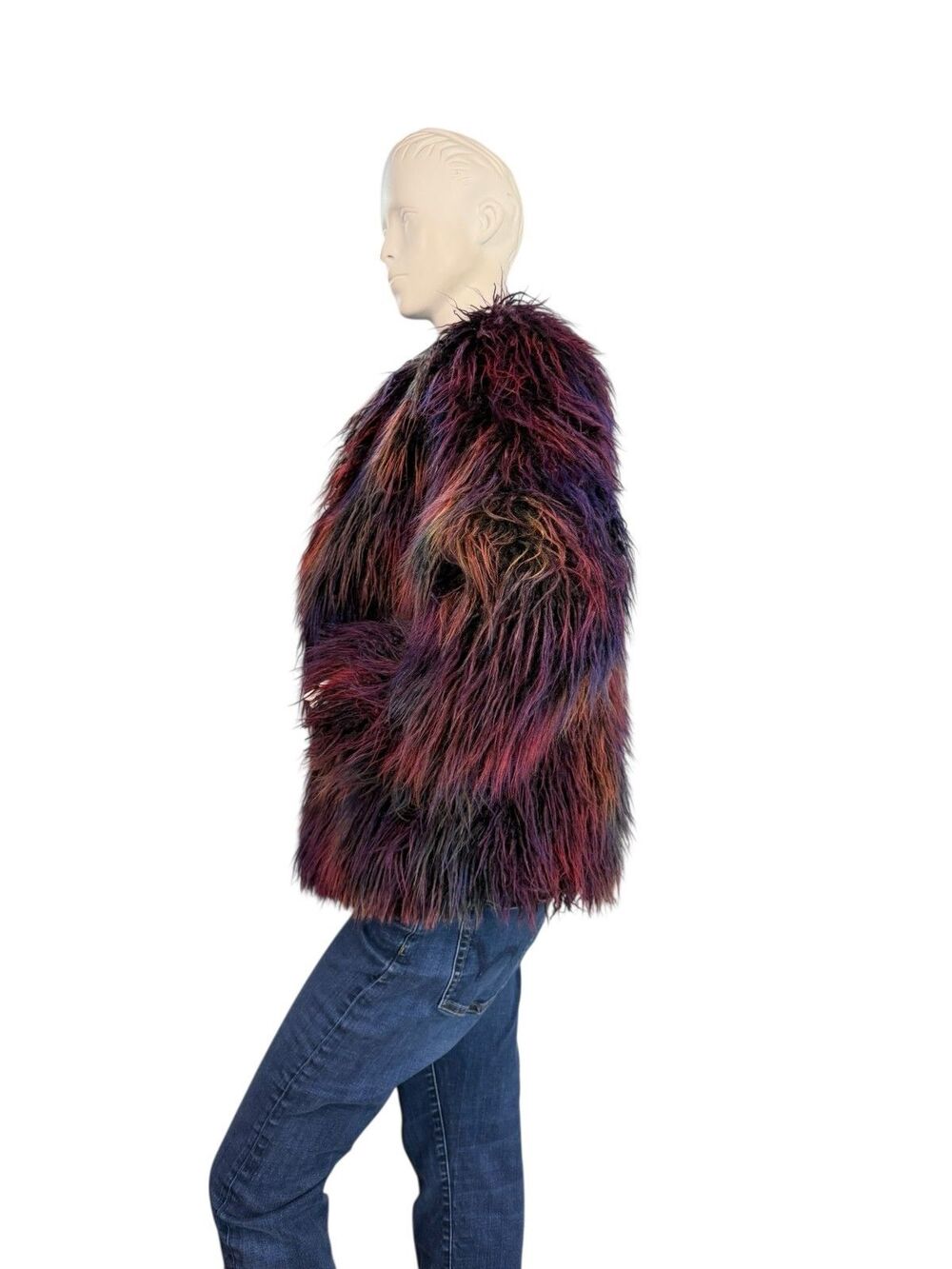 SpiritHoods Faux Fur Shaggy 70s Multicolor Jacket Collectors Edition $450 Size S - Picture 8 of 13